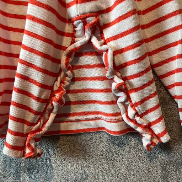 Boden Stripped White Orange Sweater Side Slits Cotton Flare Sleeves Size 12 - Picture 4 of 5